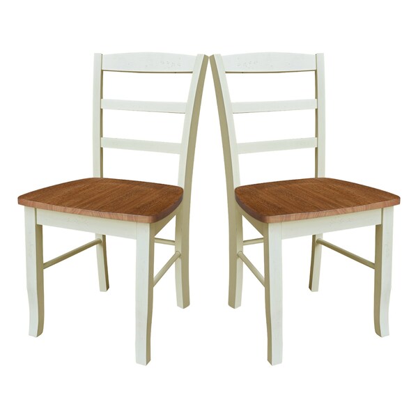 International Concepts Set of Two Madrid Ladderback Dining Chairs, Hickory/Shell, 2PK C79-2P - main